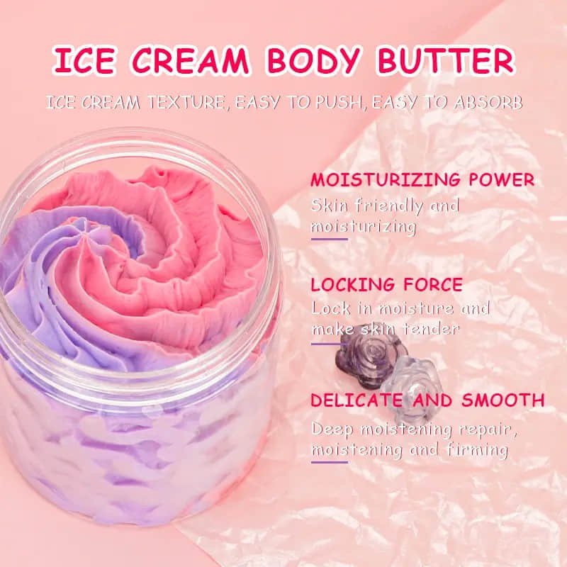 Organic Vegan Whitening Rainbow Ice Cream Wipped Body Butter