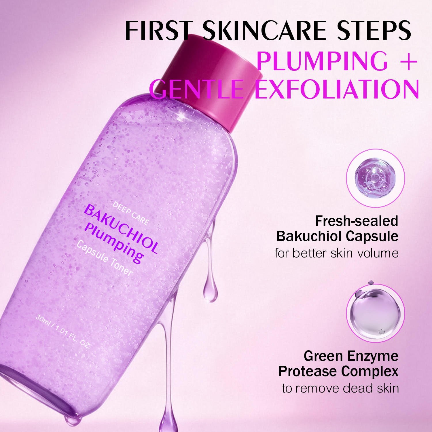 Bakuchiol Capsule Toner for Plumping & Hydration | OEM/ODM Skincare